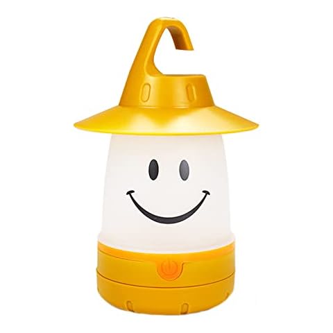 Lazyspace Smile LED Lantern, Smiley Face Portable LED Lantern Tent Light, Smile Cap Soft LED Night Lantern, Emergency Nightlight Portable Night Light Camping Lantern for Kids (Yellow) Cover