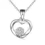 KnSam 18K Au750 Weißgold Ketten Damen, Labor Erstellt Diamant Anhänger Frauen Halskette Herz, Gold 750 Damenkette Echt Schmuck ohne Nickel, 45 cm