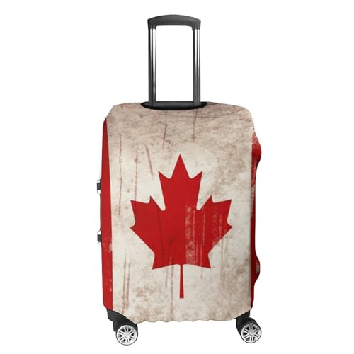 Retro Canada Flag Luggage Cover, Washable Elastic Suitcase Cover Protector Fit 18-32 Inch Luggage4