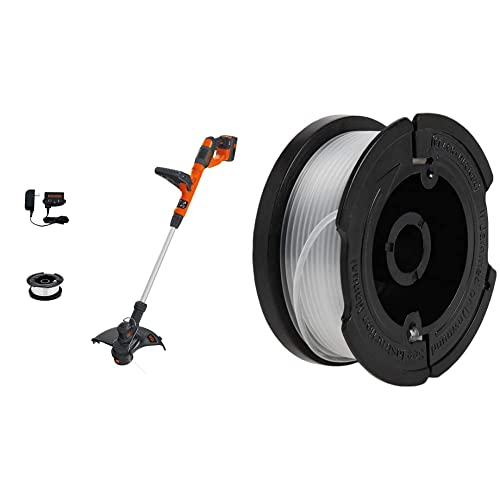 Image of BLACK+DECKER 40V MAX String Trimmer /Edger with Trimmer Line Replacement Spool, Autofeed 30 ft, 0.065-Inch, 2-Pack (LST140C & AF100-2)