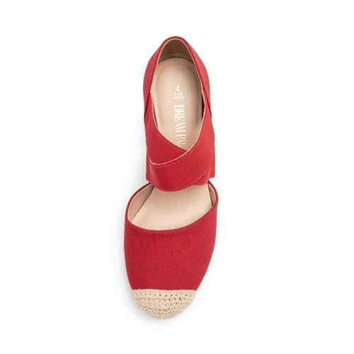 Image of DREAM PAIRS Womens Close Toe Espadrilles Platform Slip on Elastic Criss Cross Straps Dressy Wedges Sandals