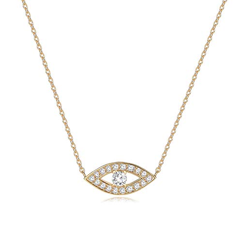 MYEARS Women Evil Eye Necklace Gold Pendant Diamond CZ Pave 14K Gold Filled Chain Dianty Boho Beach Simple Handmade Jewelry Gift