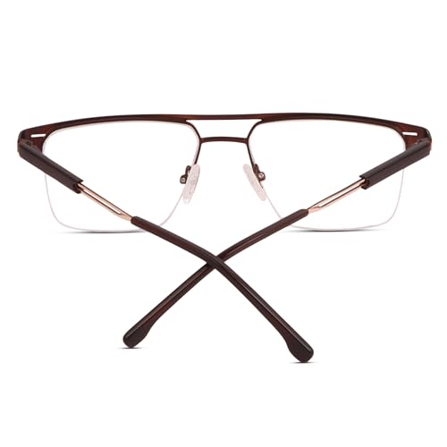 Image of Teen & 20 Rectangle Eyeglasses Frame for Men & Boys - Classic Half-Rim | Stylish & Lightweight Spectacle Frame | Durable Eyewear for Office, Study & Daily Use - TK9004