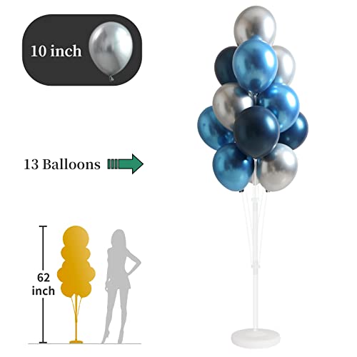Image of Balloon Column Kit for Floor-Balloon Columns with Stand, Base and Pole,Balloon Tower Backdrop Decoration for Wedding, Baby Shower, Birthday Party, or Bachelorette Parties (BLUE SILVER)