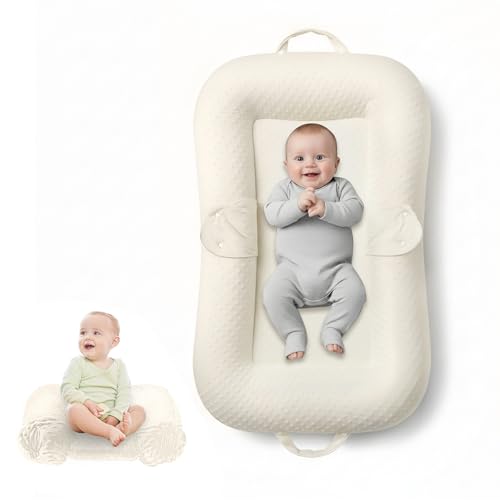 Baby Lounger Pillow 3-in-1 Infant Lounger Pillow for Newborn 0-24 Months, Portable Tummy Time Mat for Home and Travel, Breathable & Soft Baby Seat for Baby