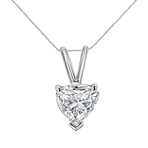 Haus of Brilliance 14K White Gold 1/4 Cttw 3-Prong Set Heart Shaped Solitaire Lab Grown Diamond 18" Pendant Necklace (F-G Color, VS2-SI1 Clarity)