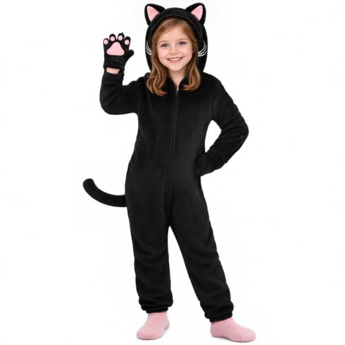 GIFTINBOX Halloween Cat Costume for Girls Kids, Black Cat Costume Onesie S - image 1