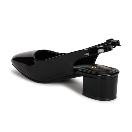 Image of Marc Loire Women Square Toe Solid Block Heel Pumps for Office, Party and Formal Wear