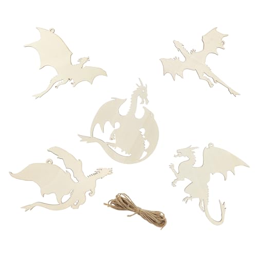 Xonzmmk 20 Pack 6 Inch Wood Dragon Crafts Unfinished Wood Dragon Cutouts Wooden Dragon Hanging Ornaments DIY Dragon Craft Gift Tags for Home Party Decoration Craft Project Shell0612
