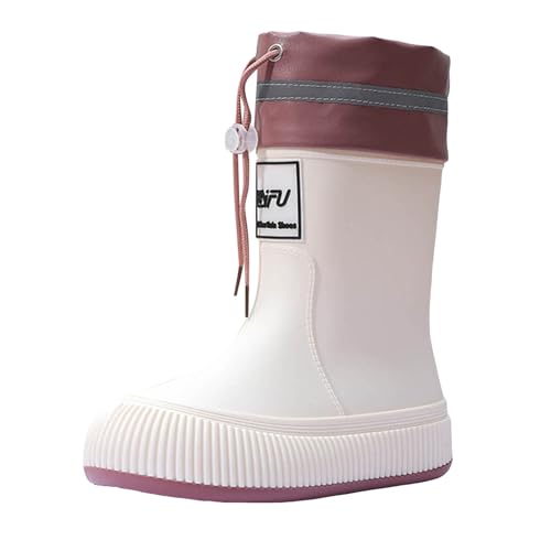 IWIHMIV Toddler Rain Boots Boys Kids Rain Boots Girls Lightweight Drawstring Boots Easy-on Outdoor Playing Rain Boot