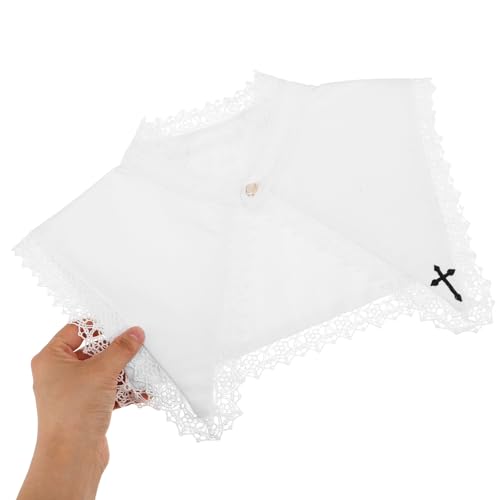 Capa desmontable para disfraz de monja chal bordado con cruz que evita el calor en rezos 4