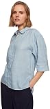 Kurze Ärmel BOSS Damen C Bilina Relaxed-Fit Bluse aus reinem Leinen mit verdeckter Knopfleiste Dunkelblau 34