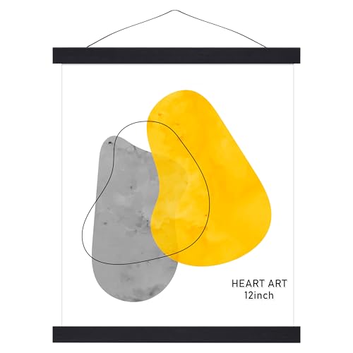 HEART ART Magnetic Poster Hanger Frame,12x16,12x18,12x24 Poster Frame Wood Wooden Magnet Hanging Kit for Walls Map Canvas Artwork (Black,8β)