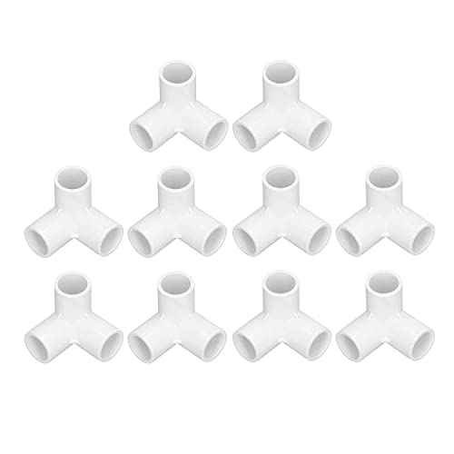 Image of DMAKS 3 way pipe fittings, Easy To Connect Impact Resistant Stable UPVC Tee Connector 1 /2 inch Inner Diameter for Furniture Installation for Tent Connection (10 pc)