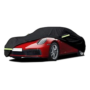 Waterproof Car Cover Compatible with Porsche 911 Carrera 4S/Turbo/Carrera(991/992/996/997 Series) 1998-2022, 4 Layers All Weather Custom-fit Car Cover with Zipper Door & Windproof Strap