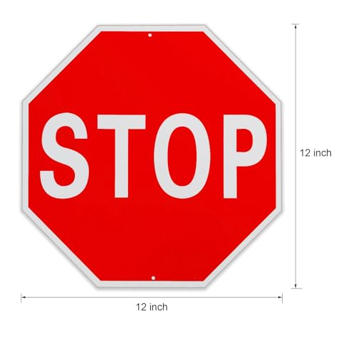 Stoppschild STOP Schild, 30 x 30 cm, Reflektierende Verkehrs Schild, Straßenwarn Schilder, Rostfreies Aluminium Schild, UV-geschützt und Wetterfest