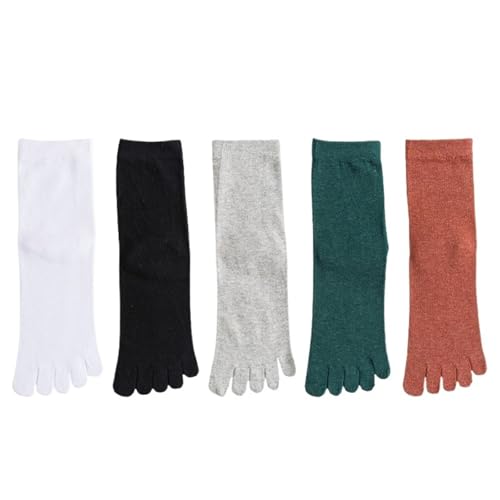 DVMSIEF Calcetines Con Dedos 5 pares de calcetines algodón cinco dedos elásticos transpirables Color sólido con deporte for exteriores(Multi-2)