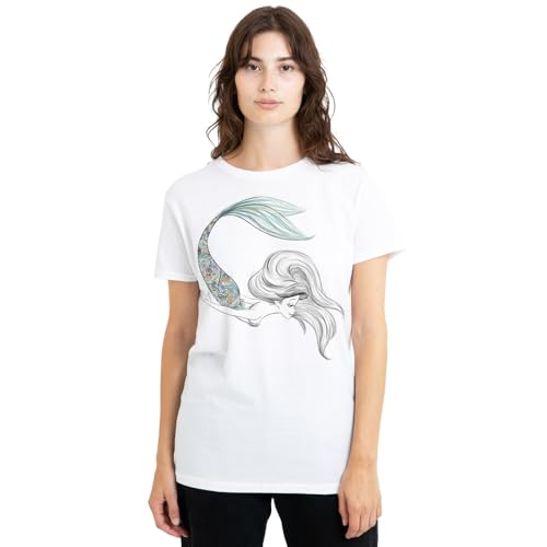 T-Shirt Ariel Disney Blanc pour un Style Casual Féminin