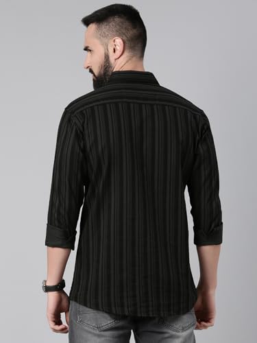 Image of Majestic Man Men's Standard Slim Fit Striped Pure Cotton Casual Shirt