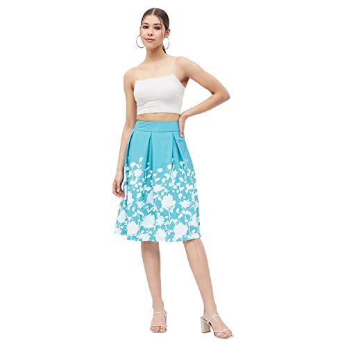 Image of Harpa Crepe Western Skirt Aqua