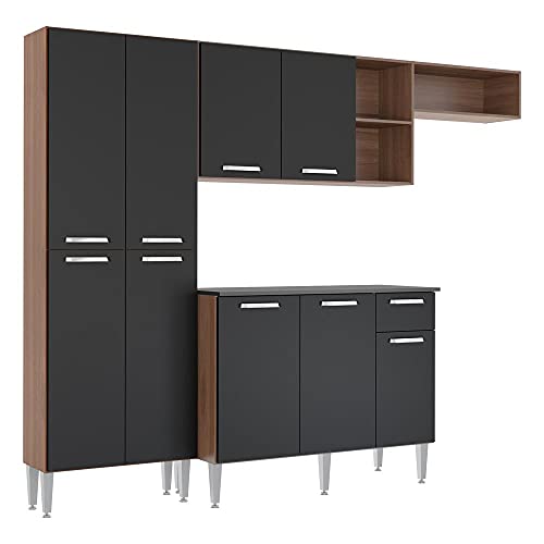 Cozinha Compacta Pequim 9 Portas Mp2933 Multimóveis Carvalho Avelã/preto 3 31l8ibqDh2L