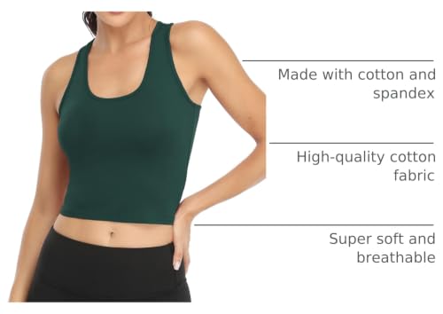 Image of Joviren Crop Tank Tops for Women Workout Cropped Athletic Shirts | 4 Pack Cotton Racerback Yoga Tops