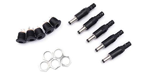 DC Male Plug With Female Round Socket Panel Mount Jack (Female Jack 3 Pin) DC Connector- Pair of 5-image-10