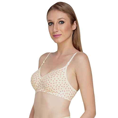 Image of Star Print Bra for Women - Made of Pure Cotton Full Coverage Non Wired Seamless Pushup Soft Cup for T-Shirt Saree Dress Sports Garment for Daily Use Everyday