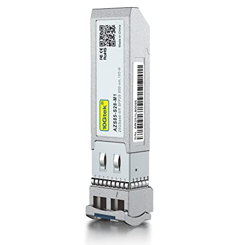 Image of 10GTEK 25G SFP28 SFP+ SR Transceiver, 25GBase-SR Duplex LC MMF Optical Module for Dell Force10 GP-25GSFP-1S, 850nm, DDM, up to 100m