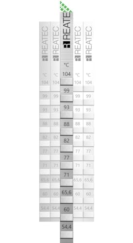 Reatec Tiras de medición de temperatura, rango de medición seleccionable de 37,8 °C a 264 °C, 10 campos de medición, 10 unidades (199 °C – 260 °C)