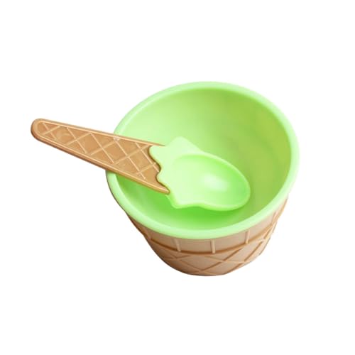 OKUMEYR Ice Cream Bowls Spoons Set 4pc Plastic Sundae Cups Dessert Bowl Mixing Cup Spoon for Boys and Girls Adults