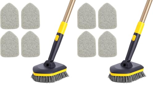 Image of Yocada Tub Tile Scrubber Brush 2 in 1 Cleaning Brush 4*Scouring Pads 58.2 inch (Pack of 2)