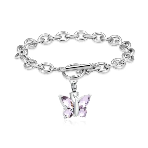 Bracelet urne papillon réglable anti-ternissement pour cendres