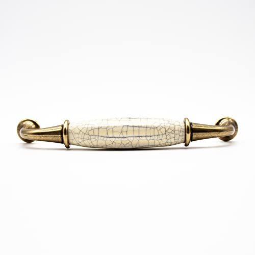 DOJA Barcelona Vintage Furniture Handles, 2 Antique Furniture Handles, 144 x 35 mm, Zinc Alum and Porcelain Furniture Knobs - Image 2
