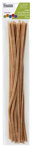 Essentials By Leisure Arts Chenille Stems Beige, 12 Inch 6mm, Bendable Craft Pipe Cleaners for DIY Projects, Dolls, Animals, Ornaments, and Decorations, 25 Pack