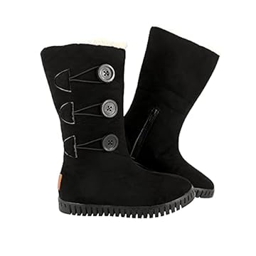Bota Feminina Pelo 100% Interno para Neve Autraliana Inverno Viagem Europa AM850 Cor:2-Preto;Tamanho:36