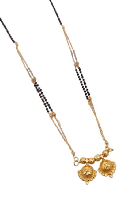 Traditional Black Bead Double Pendant Mangalsutra Necklace for Women | Gold Plated Ethnic Mangalsutra | Daily Wear & Wedding Jewelry-image-47