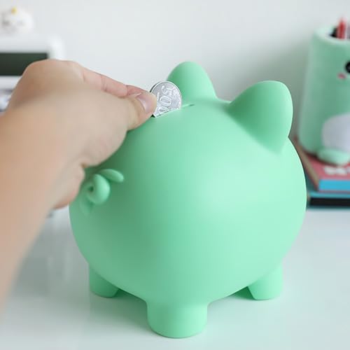I-TOTAL® - Funny Decorative Money Box/Money Bank in Durable Plastic (GREEN PIGGY) - Image 4