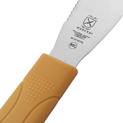 Image of Mercer Culinary Millennia Wavy Edge Spreader, 3.5 Inch Blade, Peanut Butter Color Handle