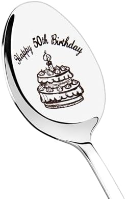 50th Birthday Spoon Gifts for Her Him Wife Husband 50 Years Family Birthday Gift Friends Sister Brother Fifty Years Old Mom Dad Grandma Grandpa Birth Gift Coffee Dessert Salad Spoon image 3