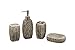 Produktbild 4-teiliges Badezimmer-Set, oval, Seife/Lotionspender, Zahnbürstenhalter, Becher, Seifenschale, Grau
