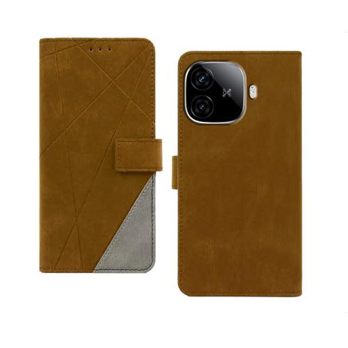 Image of amazon basics Iqoo Neo 10R 5G Flip Cover | Card Pockets Wallet & Stand | Flip Cover for Iqoo Neo 10R 5G (Brown with Grey)