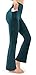 Persit Damen Yogahose Schlaghose, Freizeithose mit Taschen Sporthose Bootcut High Waist Jazzpants Blaugrün M