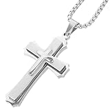 MAGICLULU Colgante para Espejo Retrovisor de Coche Metálico en Forma de Cruz Plateada, Adorno Decorativo Interior para Automóvil, Accesorio Colgante Moderno y Versátil para Decoración