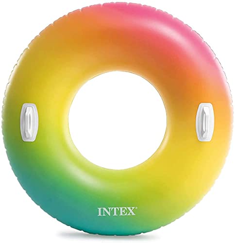Bouée tube géante Rainbow Intex avec deux poignées de maintien robustes