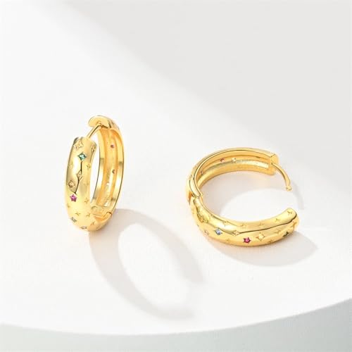 Cycuff 925 Sterling Silver Hoop Earrings Colorful Cubic Zirconia Jewelry Earrings for Women Set Earring Gifts for Her2