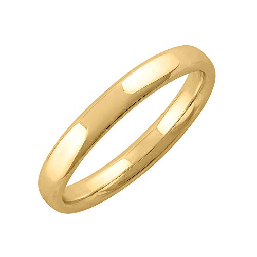14K Yellow Gold 3mm Plain Wedding Band (Ring Size 7.5)