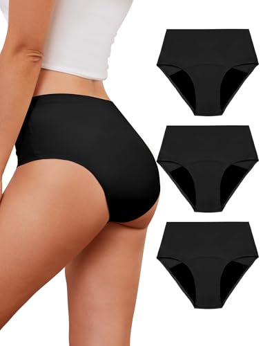 PoseFree Ropa interior para mujer, sangrado fuerte, 40 ml, cómodo, paquete de 3, Aaa-negro., M