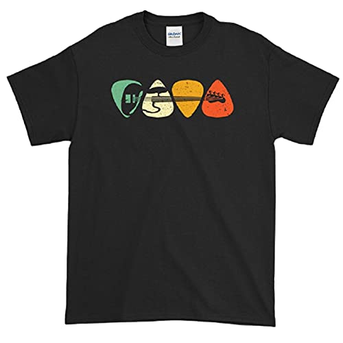 PdlPrintUnisex Regular Fit Bass Guitar Pick Graphic Printed T-Shirt, Guitar Acoustic Electric Music