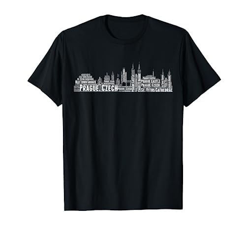 Paisaje urbano de Praga con palabra checa Camiseta